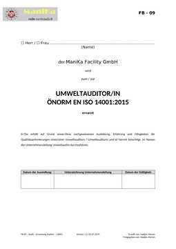 Audit – Ernennung Auditor – 14001_Vorlage